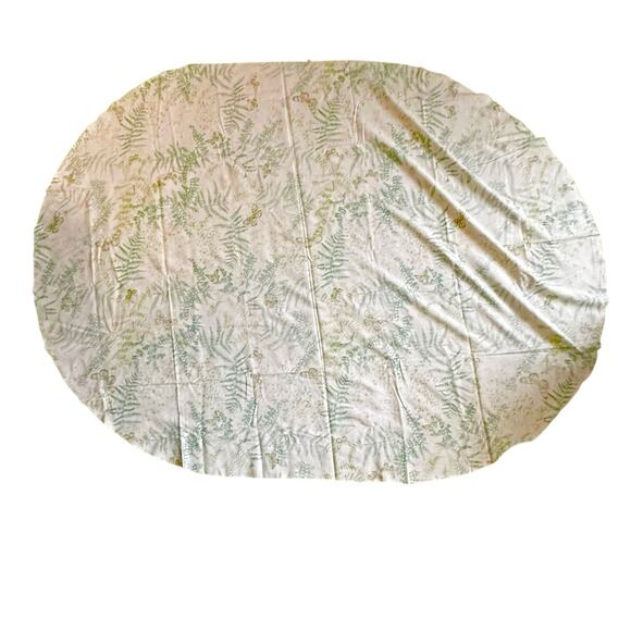Vintage Vera Neumann Green Fern Butterfly Oval Oblong Tablecloth - Picture 12 of 12